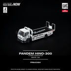 POP RACE PANDEM HINO 300 FLATBED TRANSPORTER - WHITE