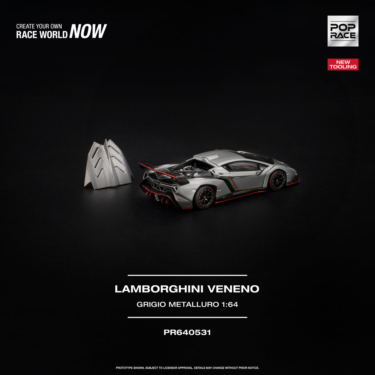 POP RACE LAMBORGHINI VENENO GRIGIO METALLURO