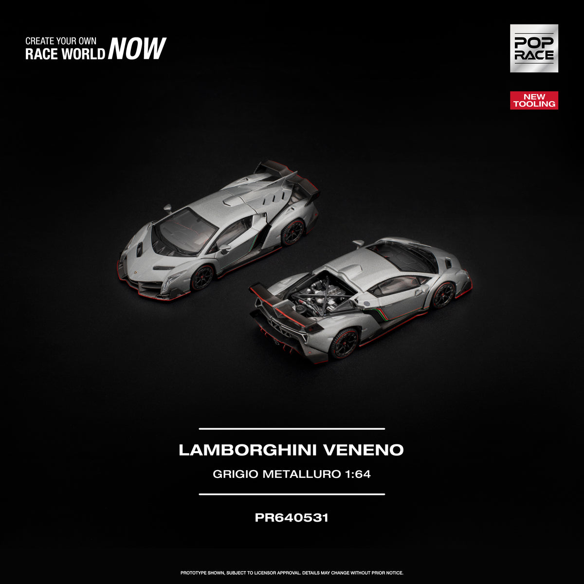 POP RACE LAMBORGHINI VENENO GRIGIO METALLURO