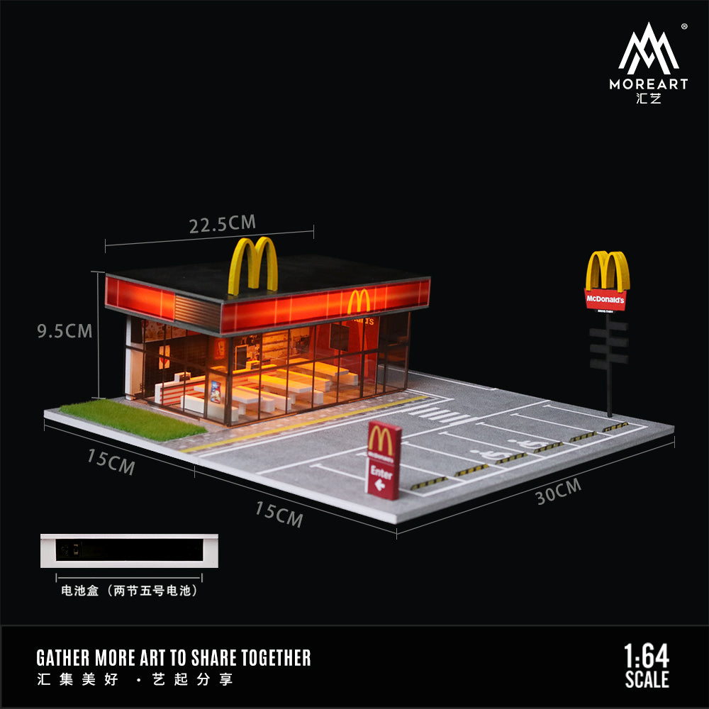 MoreArt 1:64 McDonald's Restaurant Parking Scene