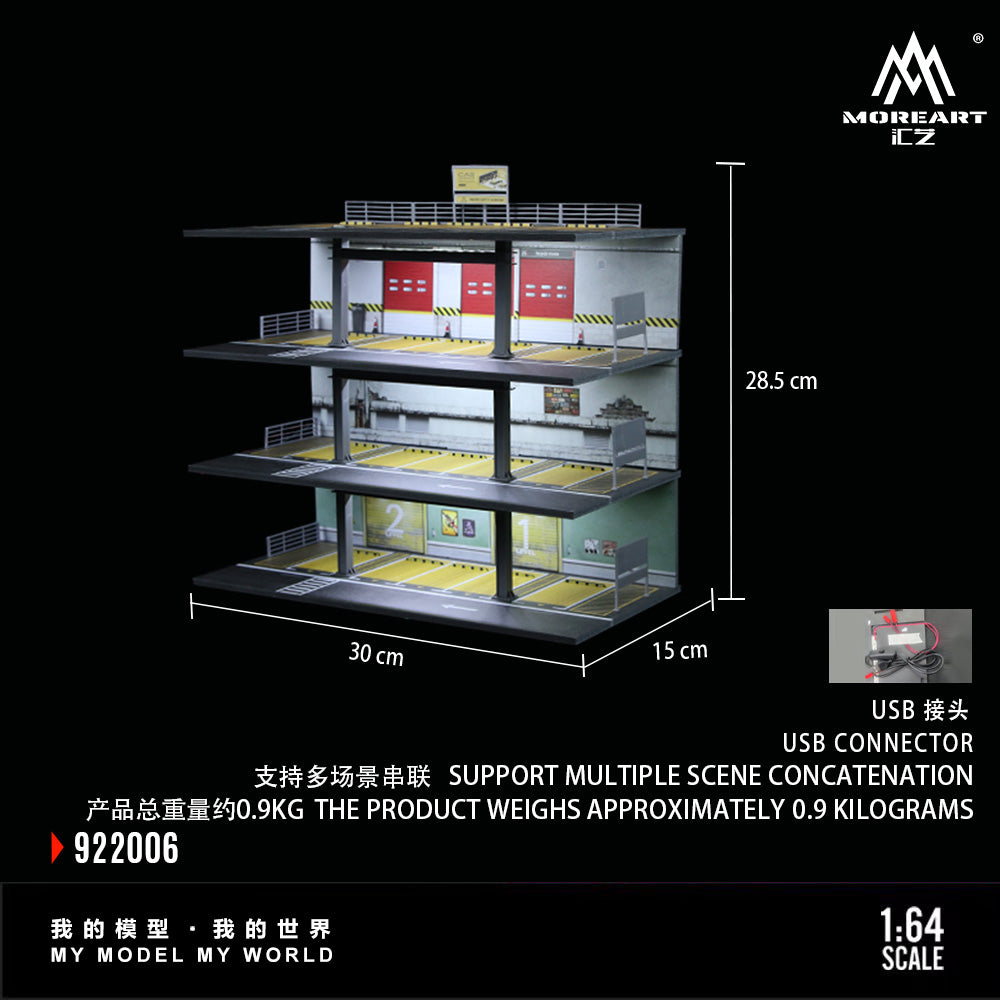MoreArt 1:64 American-style steel frame garage lighting assembly scene, model C