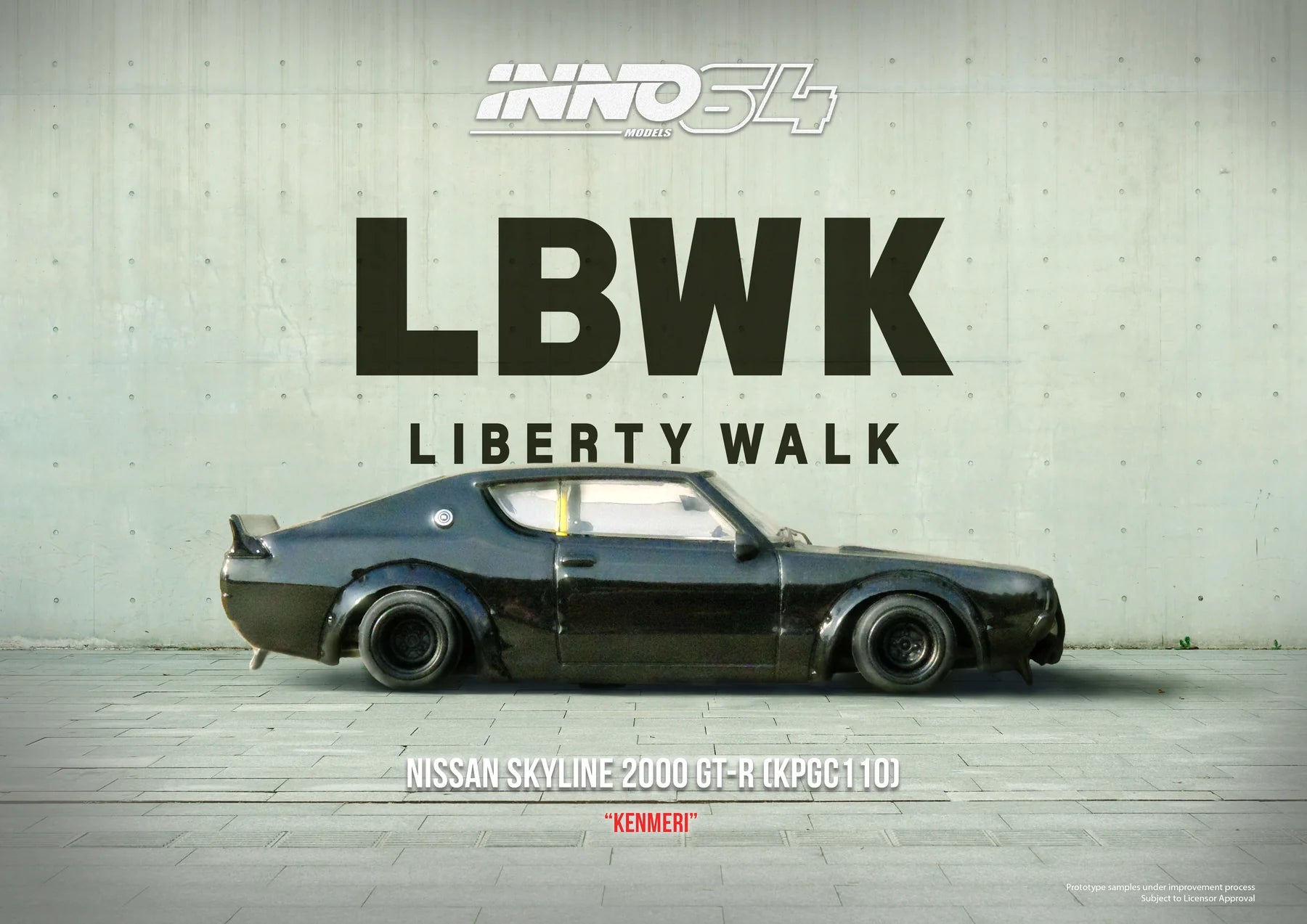 Inno64 1:64 NISSAN SKYLINE 2000 GT-R (KPGC110) "KENMERI" Black