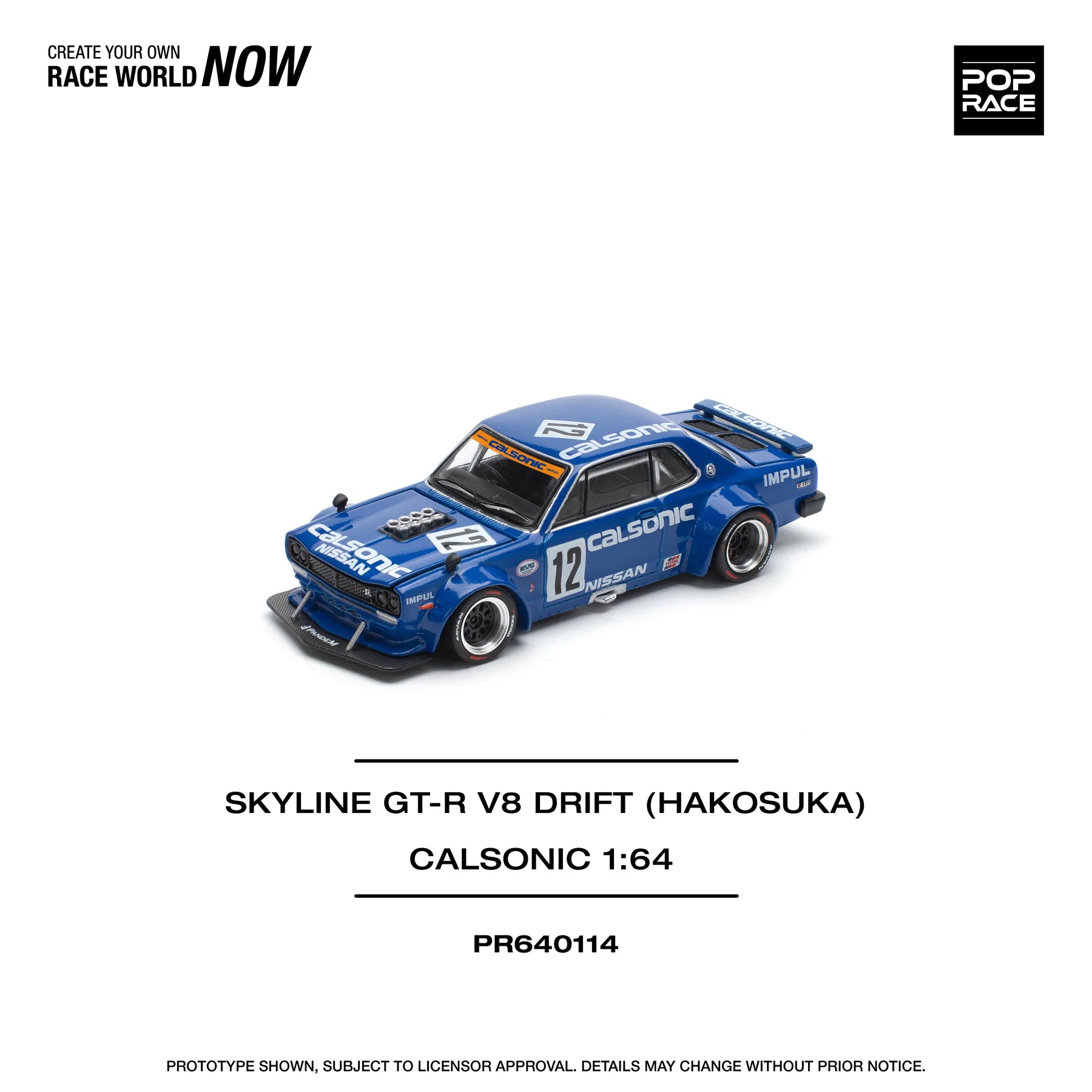 POPRACE 1:64 SKYLINE GT-R V8 DRIFT (HAKOSUKA) - CALSONIC
