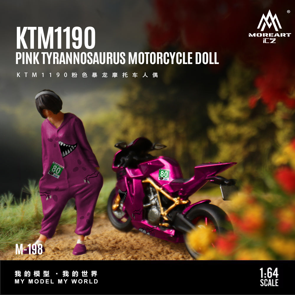 MoreArt 1:64 KTM1190 Pink Tyrannosaurus Rex Motorcycle Figure
