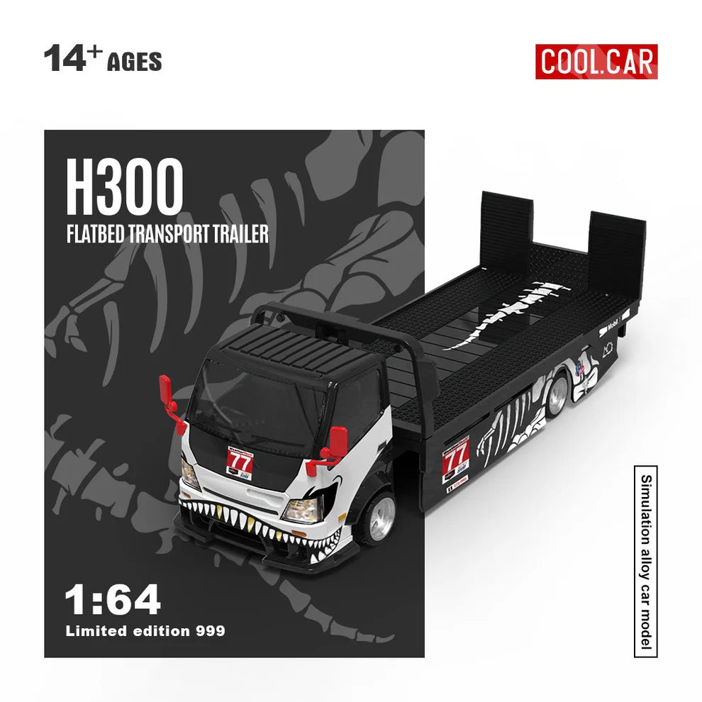 CoolCar 1:64 H300 flatbed transport trailer - Zibo 77 model with bone-like dragon paint(CC647224)