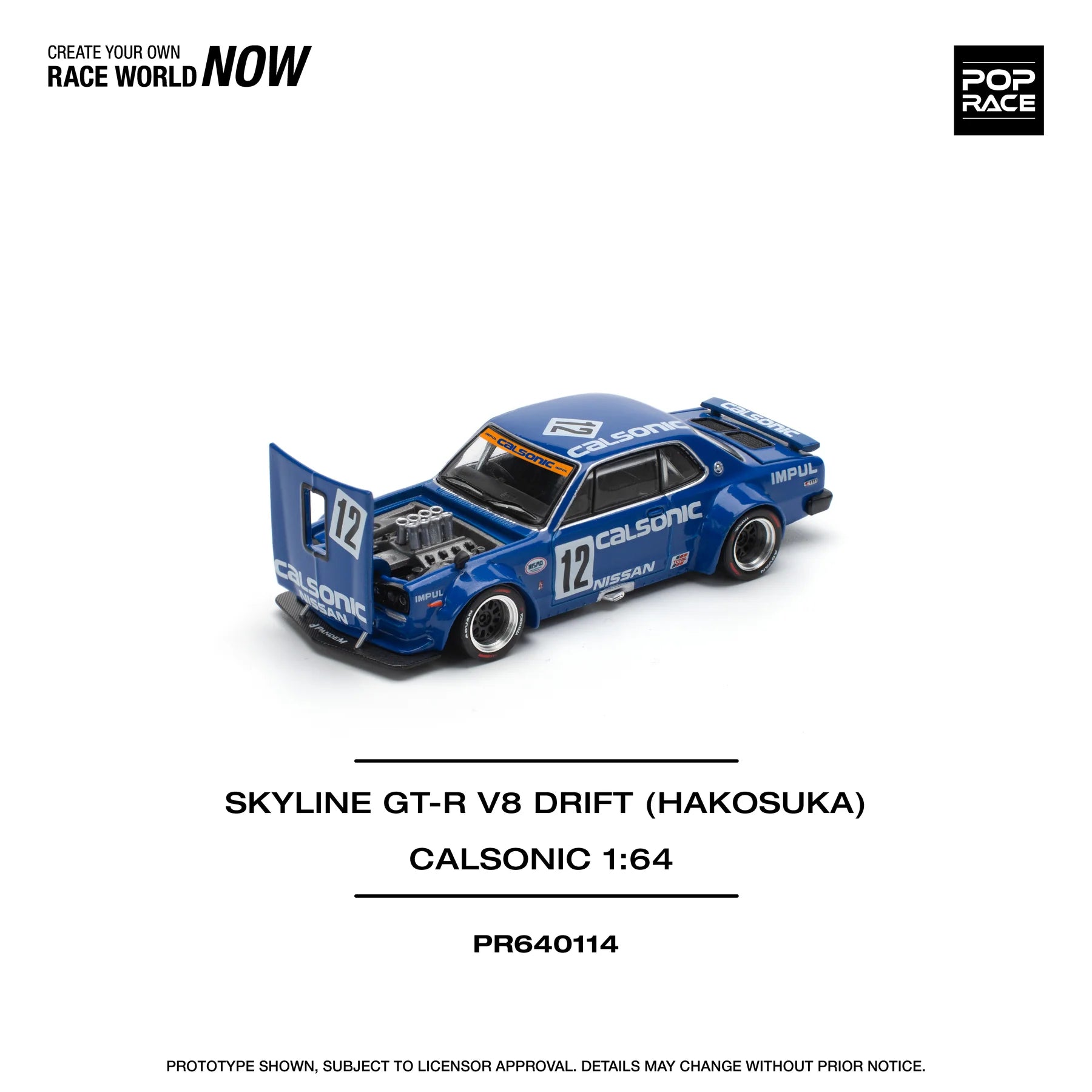 POPRACE 1:64 SKYLINE GT-R V8 DRIFT (HAKOSUKA) - CALSONIC