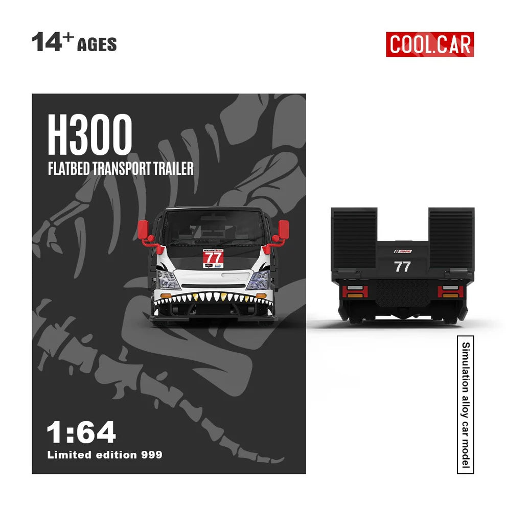CoolCar 1:64 H300 flatbed transport trailer - Zibo 77 model with bone-like dragon paint(CC647224)