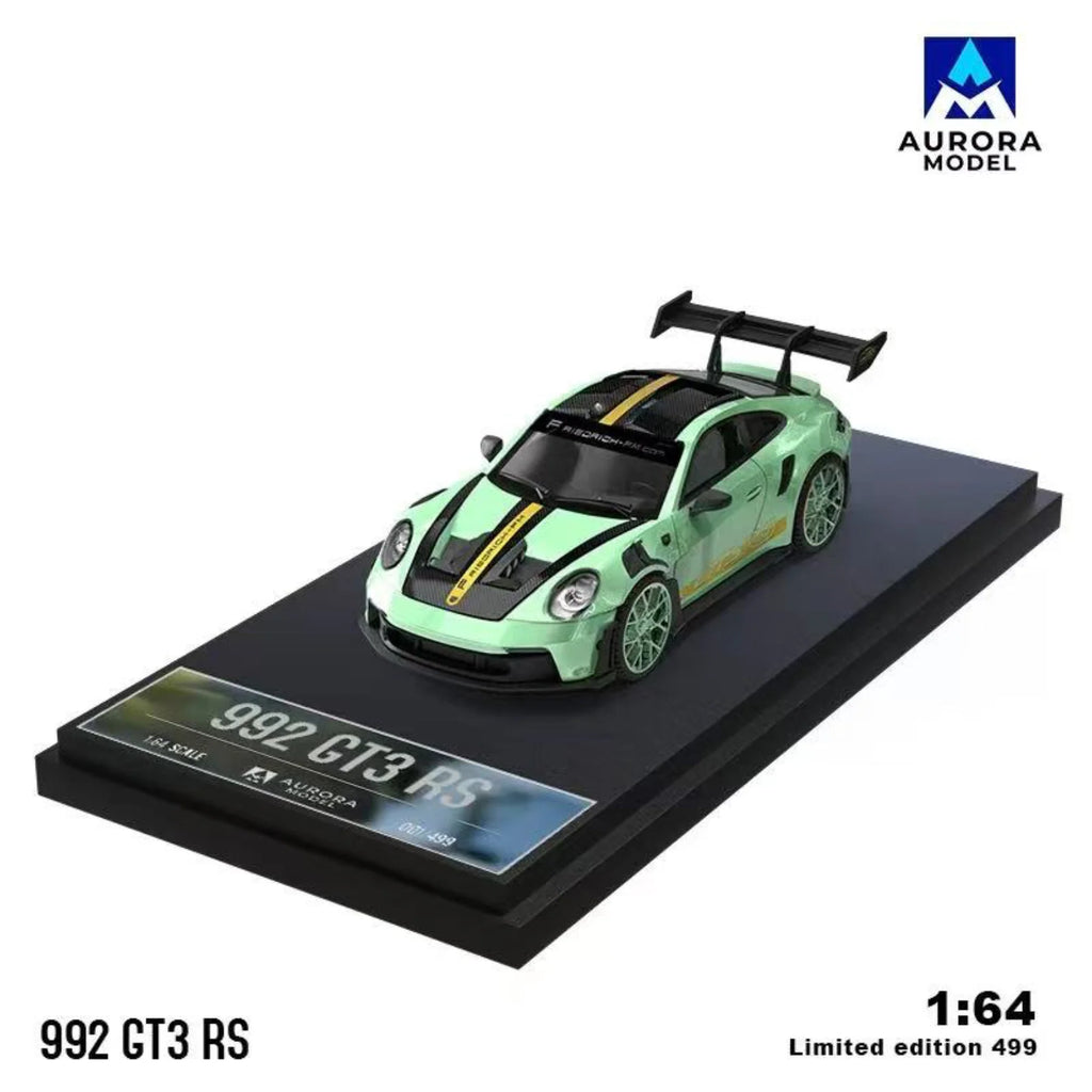 Aurora Model 1:64 Porsche 992 GT3 RS Mint Green and White Gold (4 Versions)