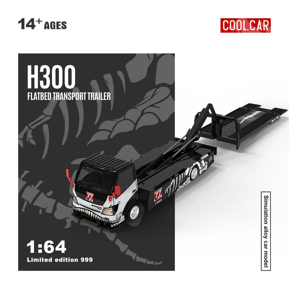 CoolCar 1:64 H300 flatbed transport trailer - Zibo 77 model with bone-like dragon paint(CC647224)