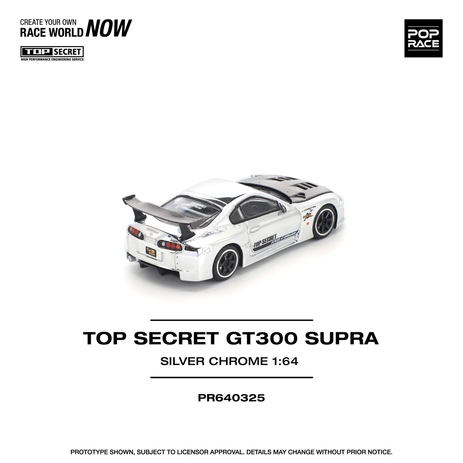 POPRACE 1:64 Top Secret GT300 Supra - Silver Chrome