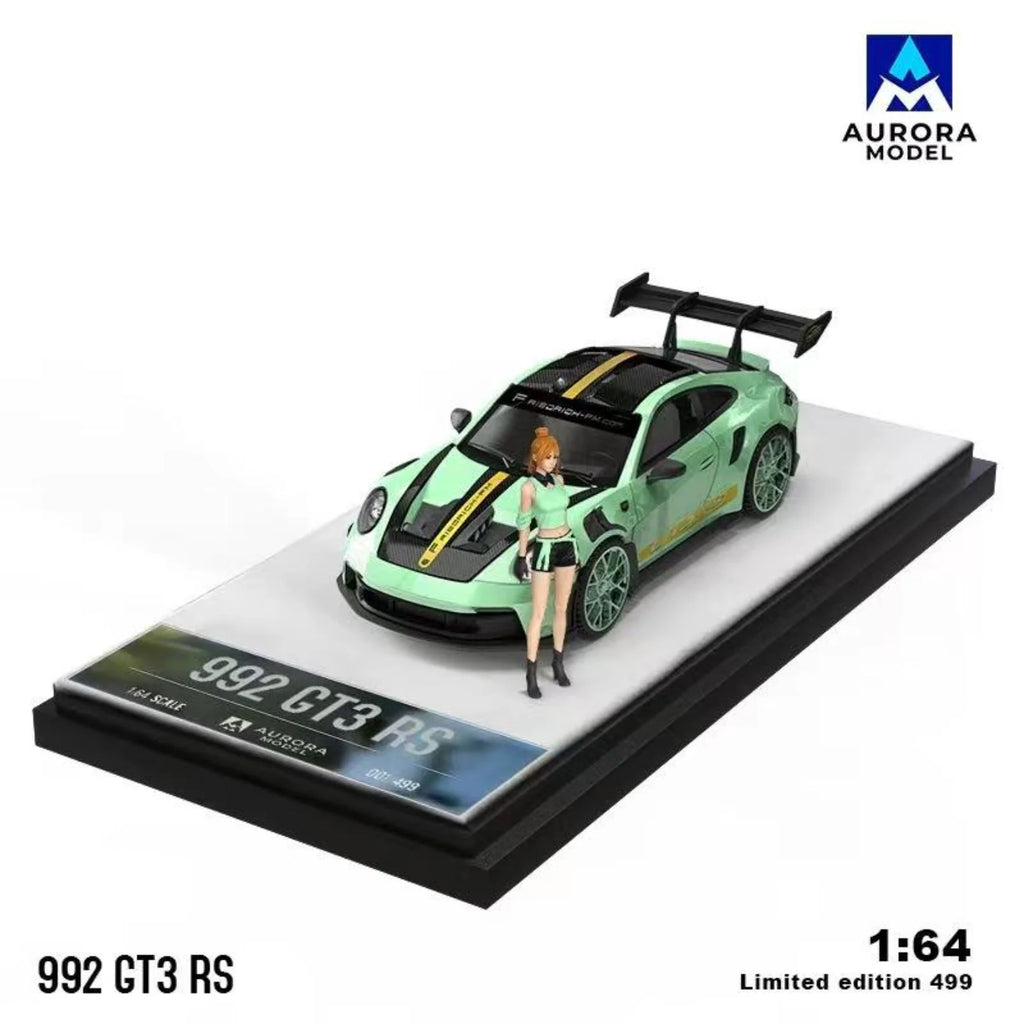 Aurora Model 1:64 Porsche 992 GT3 RS Mint Green and White Gold (4 Versions)