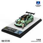 Aurora Model 1:64 Porsche 992 GT3 RS Mint Green and White Gold (4 Versions)
