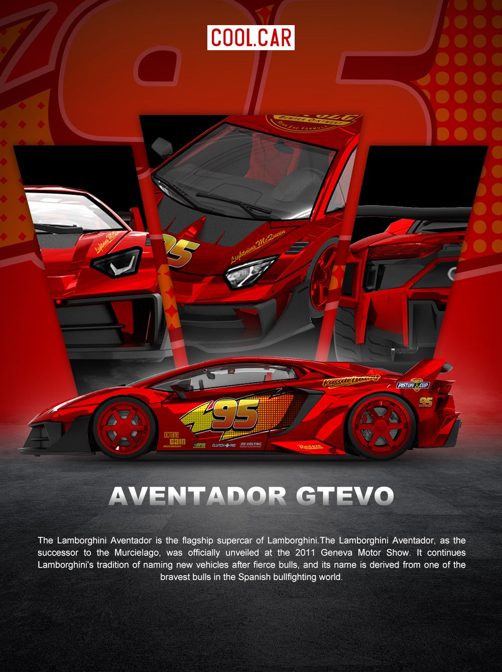 Cool Car Lamborghini GT EVO - Lightning McQueen Metallic Red Livery