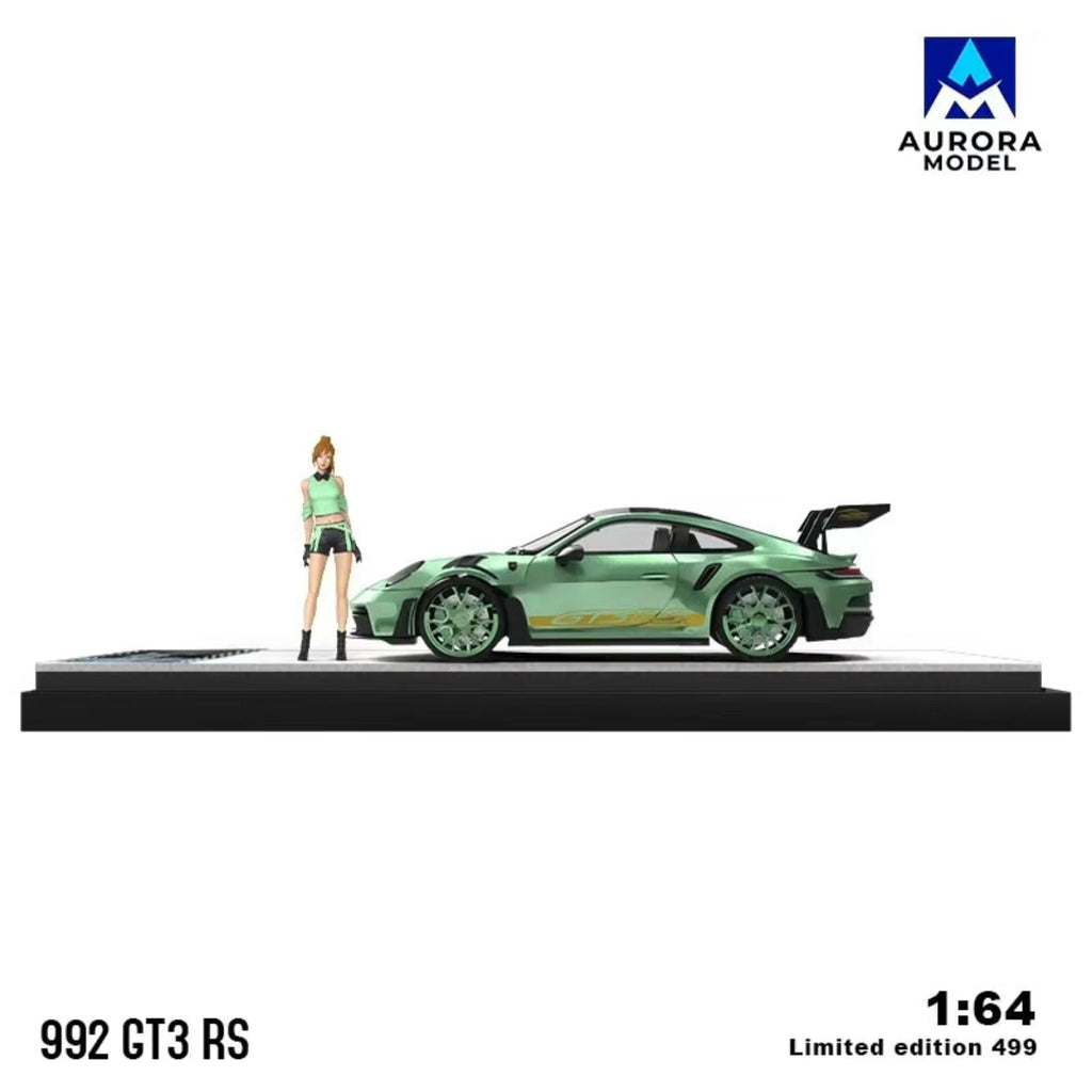 Aurora Model 1:64 Porsche 992 GT3 RS Mint Green and White Gold (4 Versions)