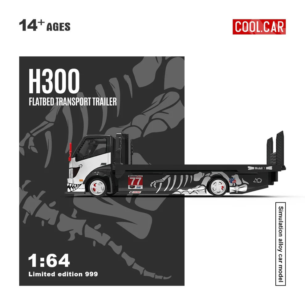 CoolCar 1:64 H300 flatbed transport trailer - Zibo 77 model with bone-like dragon paint(CC647224)