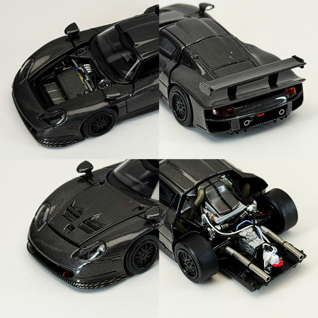 Transcend model 1:64 Porsche 911 GT1 24h LeMans 1997 Black Carbon Fiber Texture