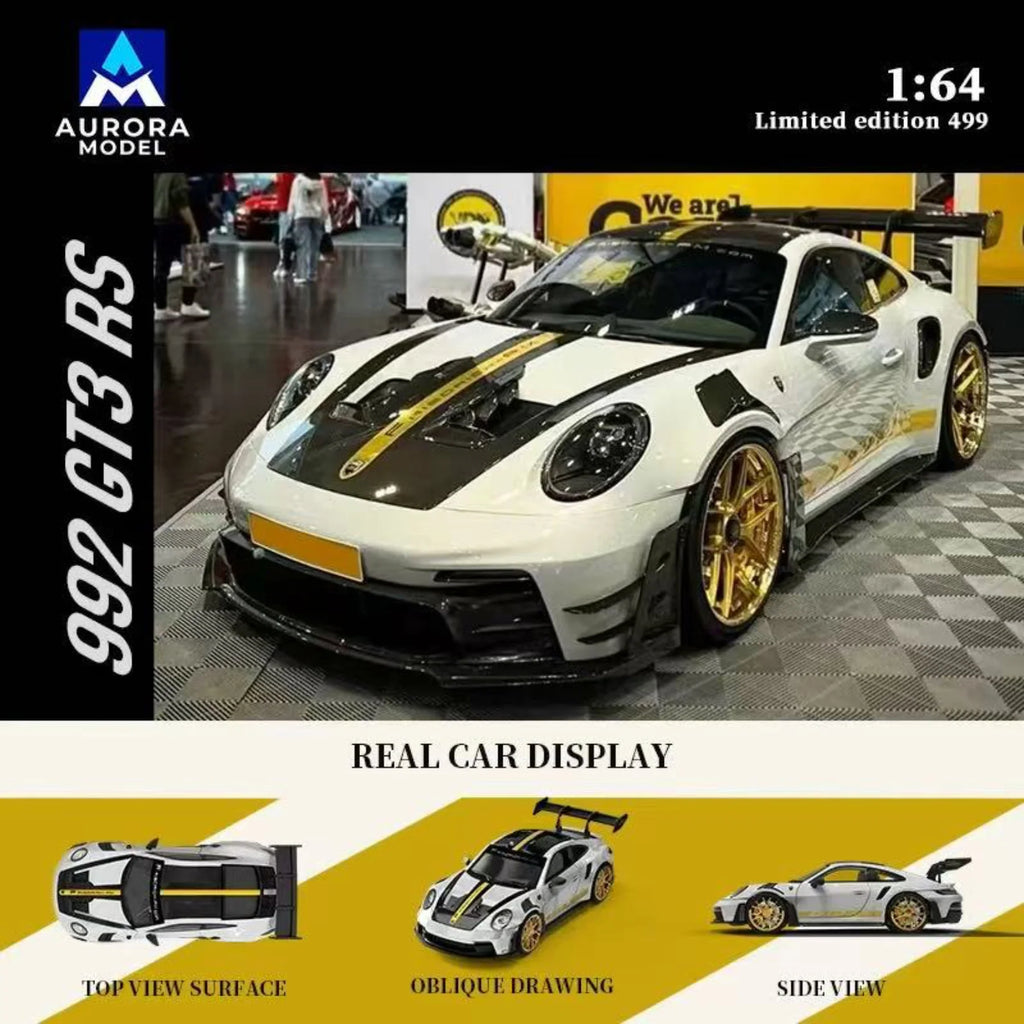 Aurora Model 1:64 Porsche 992 GT3 RS Mint Green and White Gold (4 Versions)