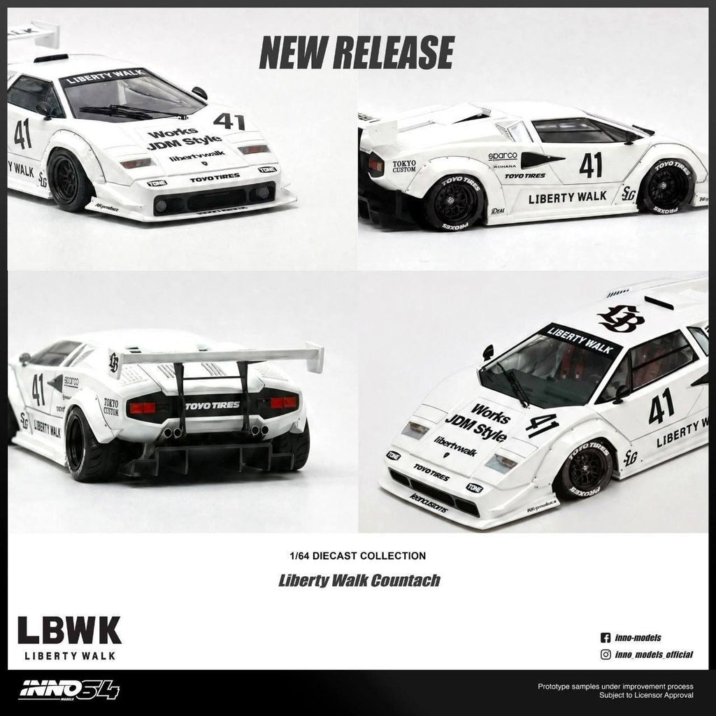 INNO 1/64 - LIBERTY WALK COUNTACH With Chase Car