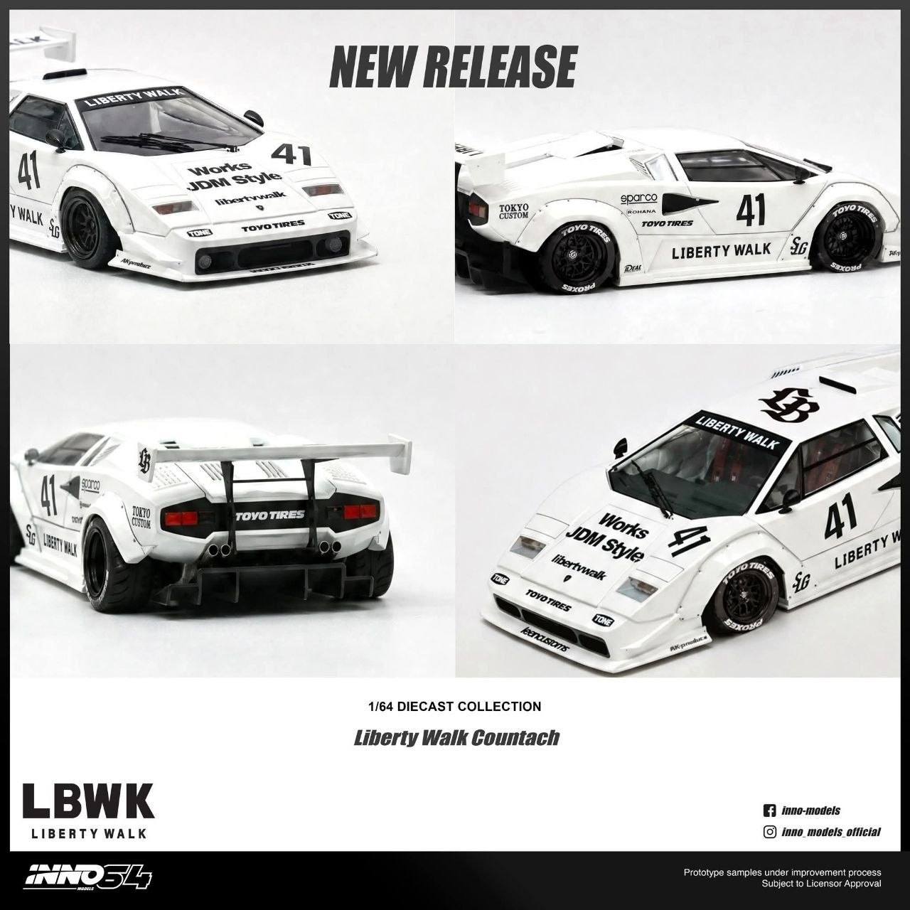 INNO 1/64 - LIBERTY WALK COUNTACH With Chase Car