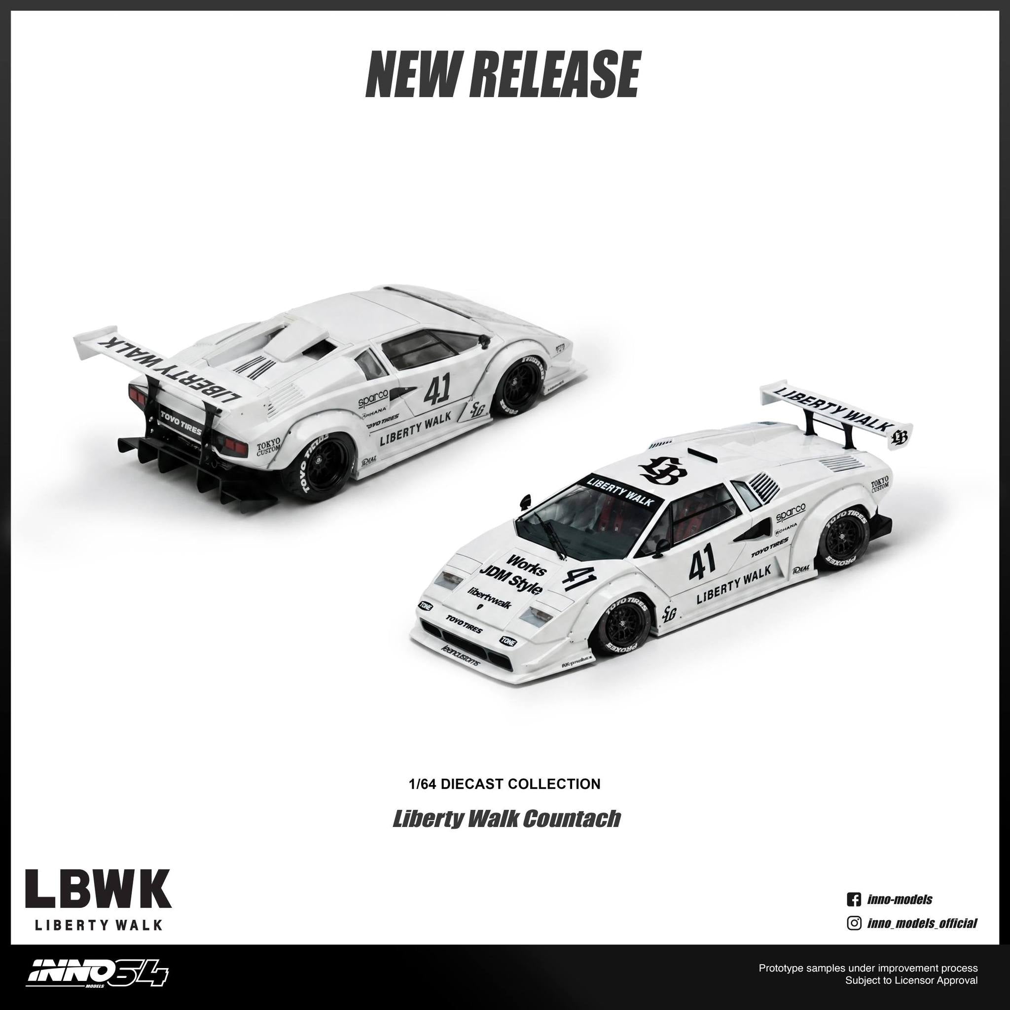 INNO 1/64 - LIBERTY WALK COUNTACH With Chase Car