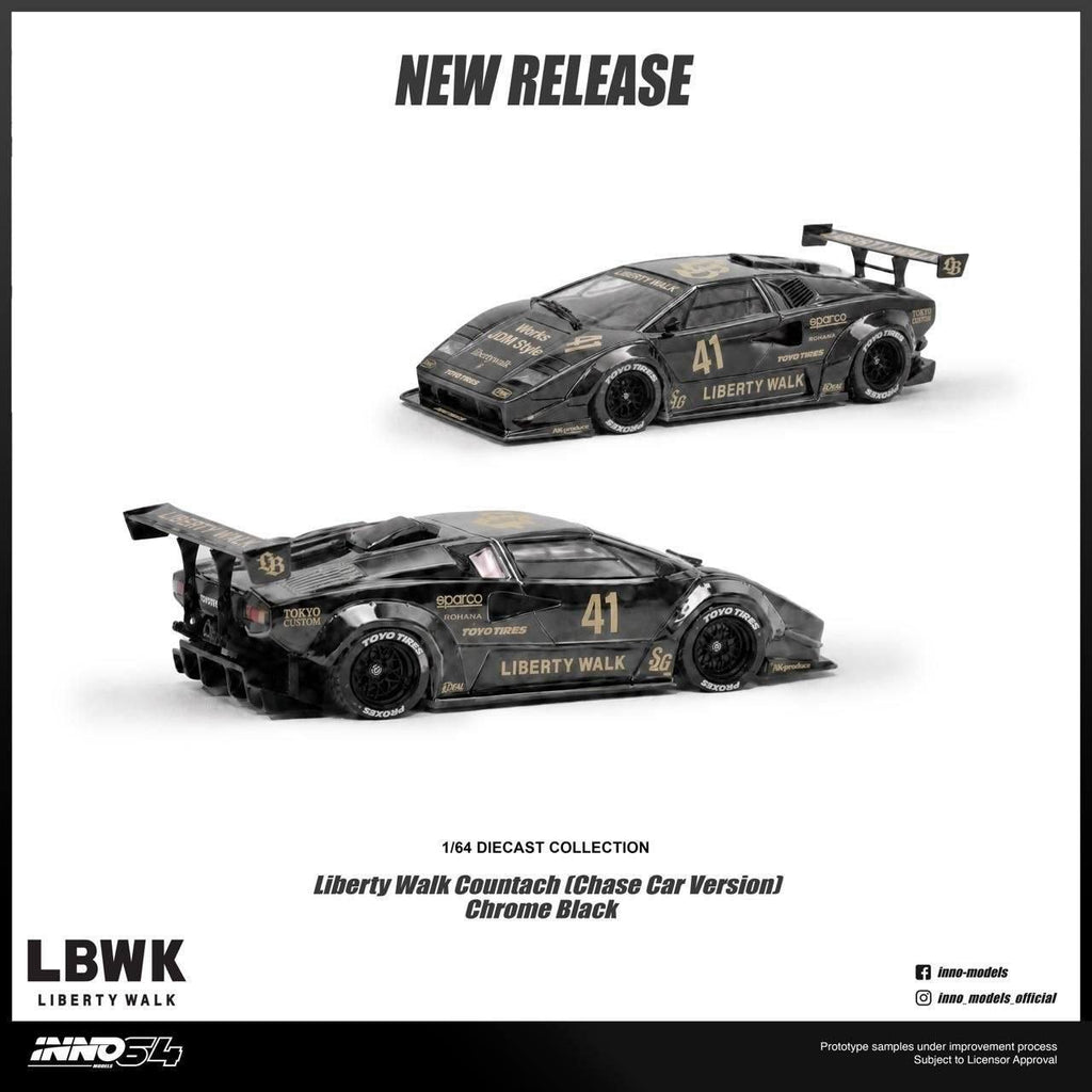 INNO 1/64 - LIBERTY WALK COUNTACH With Chase Car