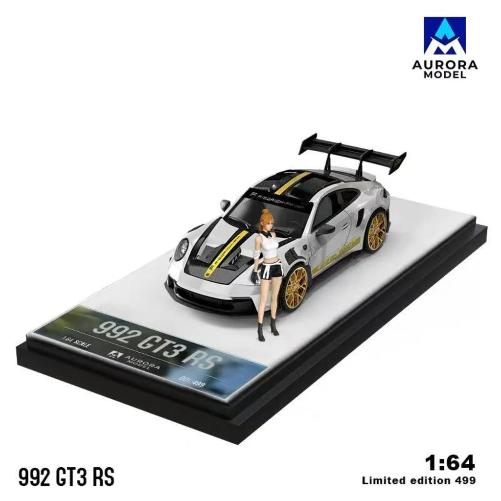Aurora Model 1:64 Porsche 992 GT3 RS Mint Green and White Gold (4 Versions)