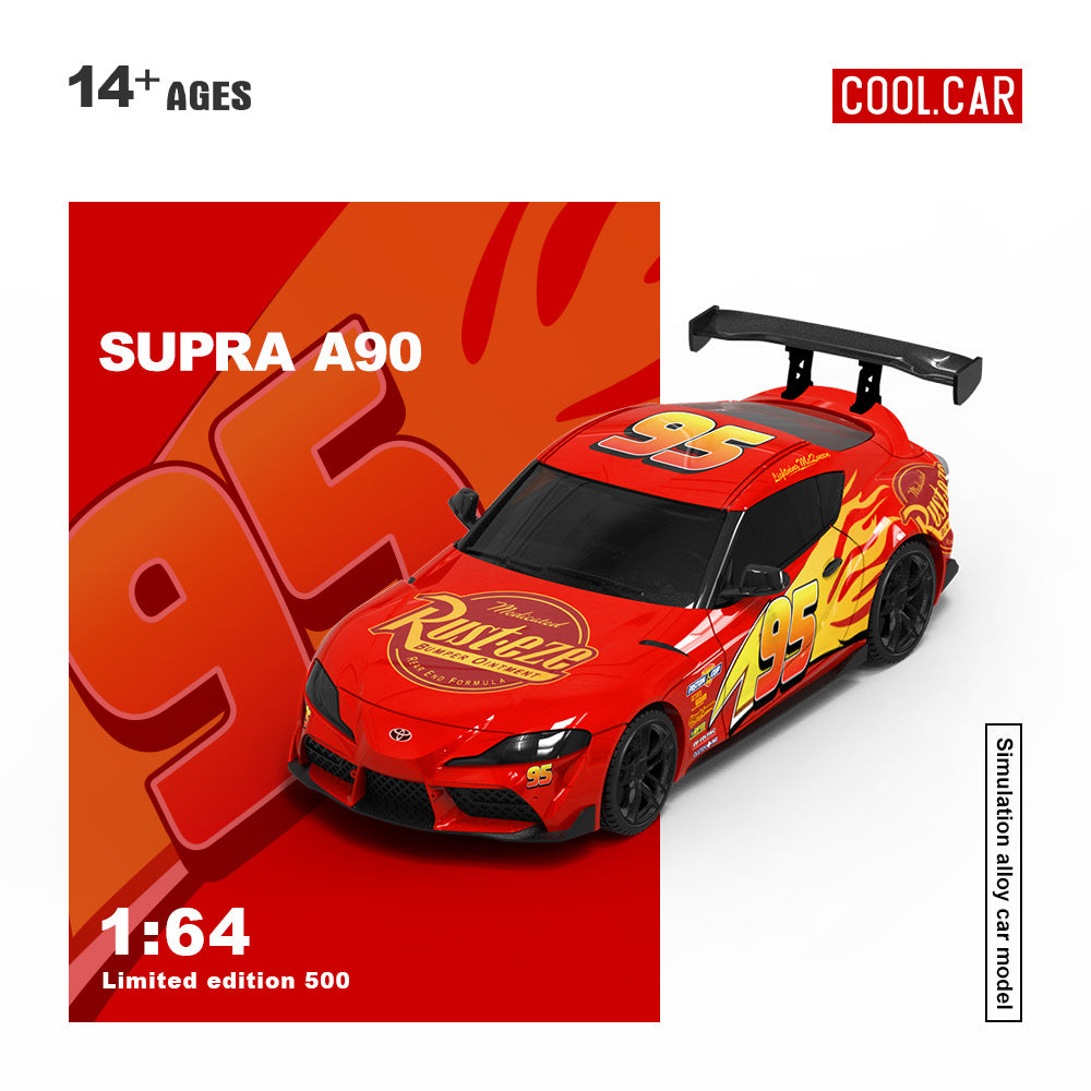 Cool Car 1:64 Supra A90 Lightning McQueen livery diecast model