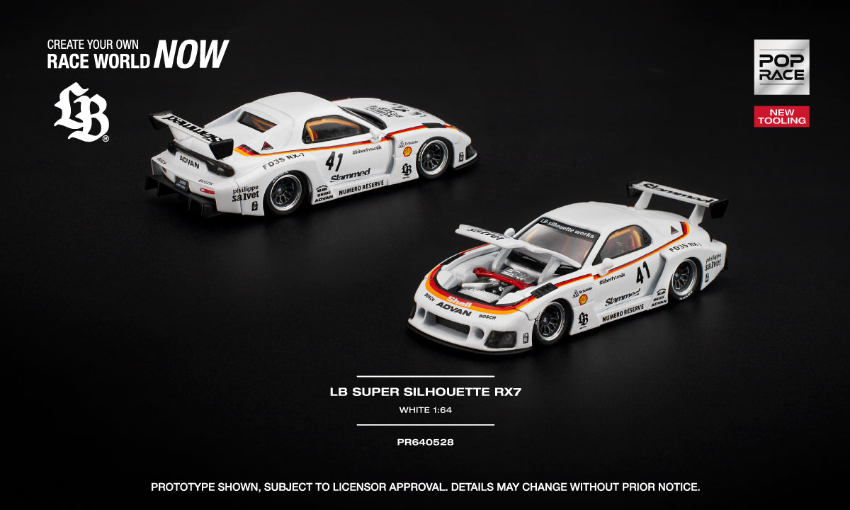 Pop Race LB SUPER SILHOUETTE RX7 (FD3S) WHITE NEW TOOLING