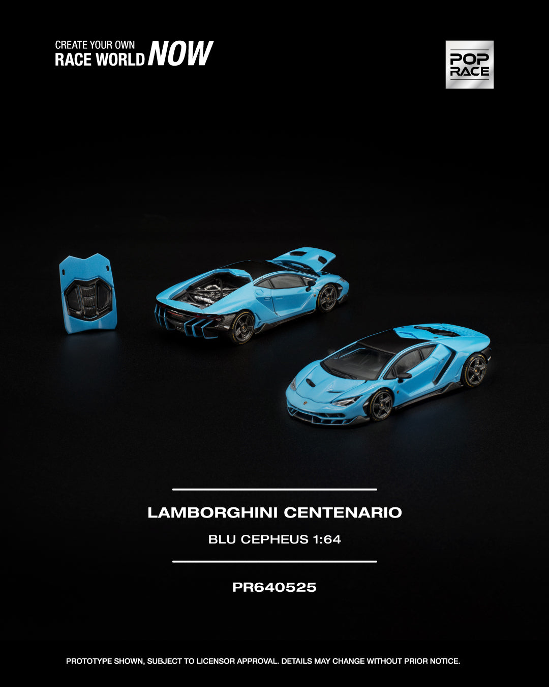 Pop Race 1/64 LAMBORGHINI CENTENARIO BLU CEPHEUS