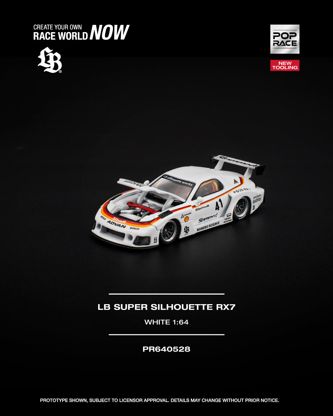 Pop Race LB SUPER SILHOUETTE RX7 (FD3S) WHITE NEW TOOLING