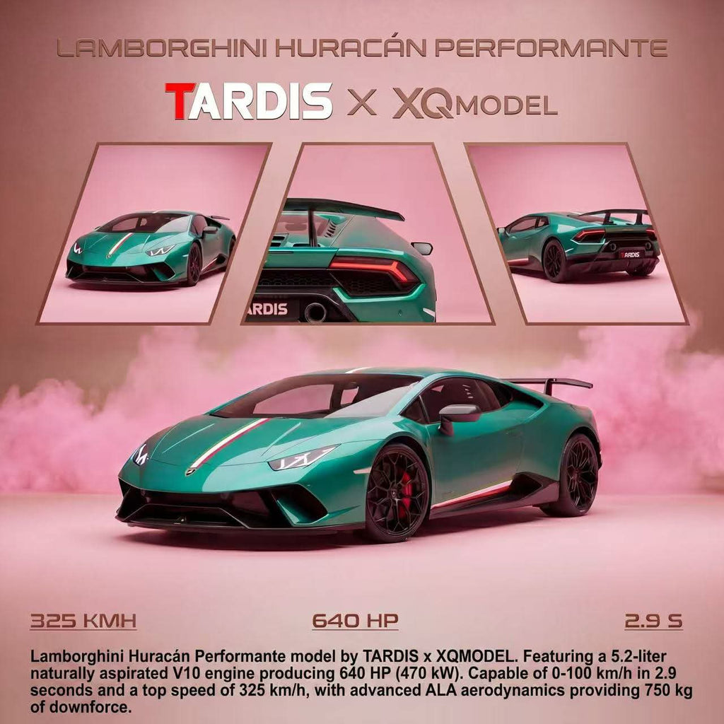 tardis*XQ 1/64 Lamborghini HURACAN PERFORMANTE  Italian Stripe Metallic Green