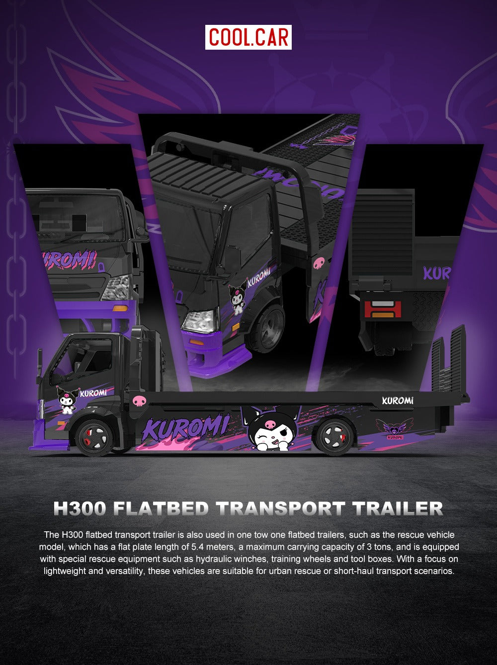 COOLCAR H300 flatbed transport trailer - Kuromi