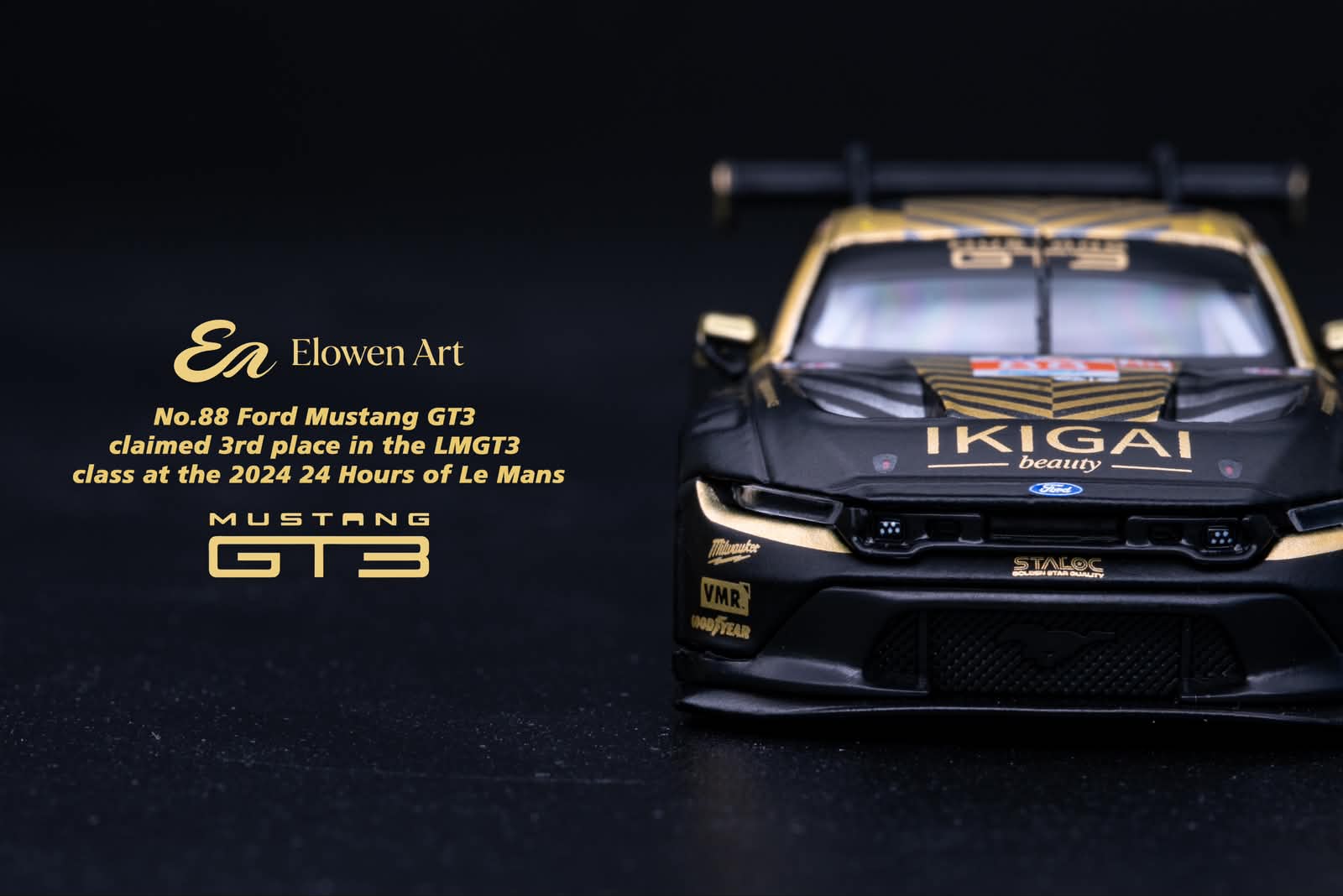 EA Elowen Art 1/64 Ford Mustang GT3 24 Hours of Le Mans  Black Gold NO.88