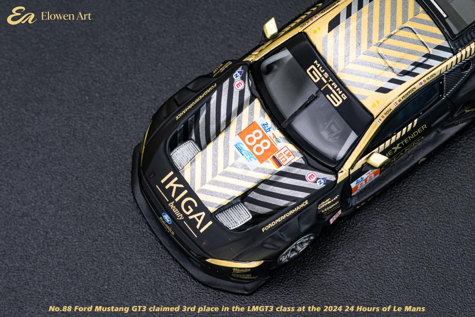EA Elowen Art 1/64 Ford Mustang GT3 24 Hours of Le Mans  Black Gold NO.88