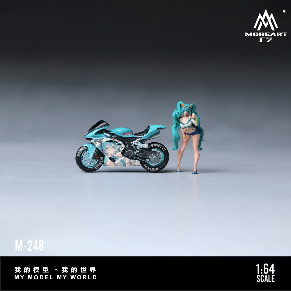 MoreArt 1:64 Vocaloid Racing Motorcycle Figure Set Resin Model