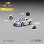 CM MODEL  Dodge Viper（ZBI）Stone White Whit Blue racing stripes