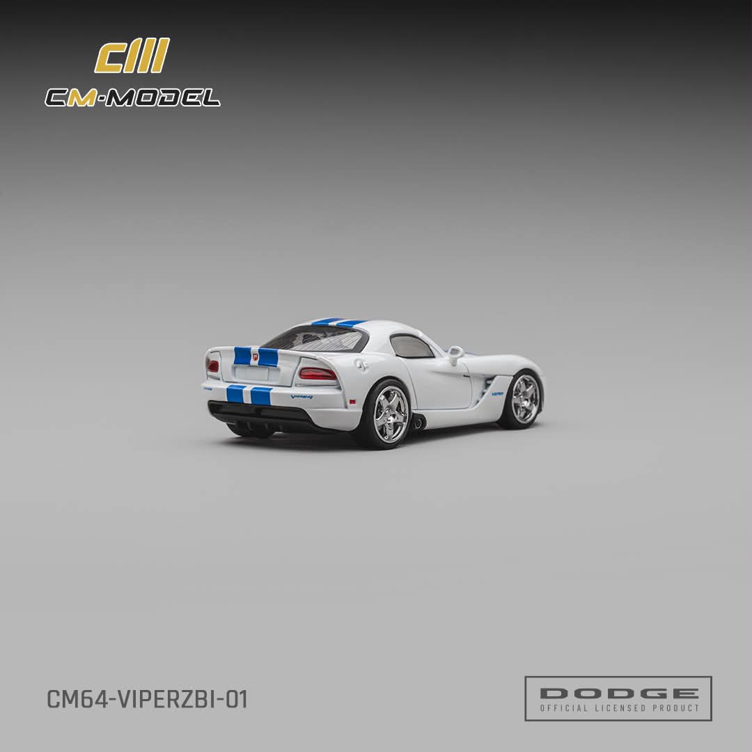 CM MODEL  Dodge Viper（ZBI）Stone White Whit Blue racing stripes
