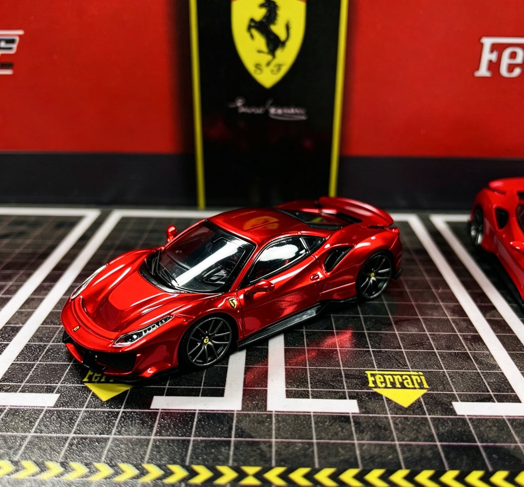 HG Model 1/64 Ferrari Prancing Horse 488 Pista Coupe Version Diecast Model.