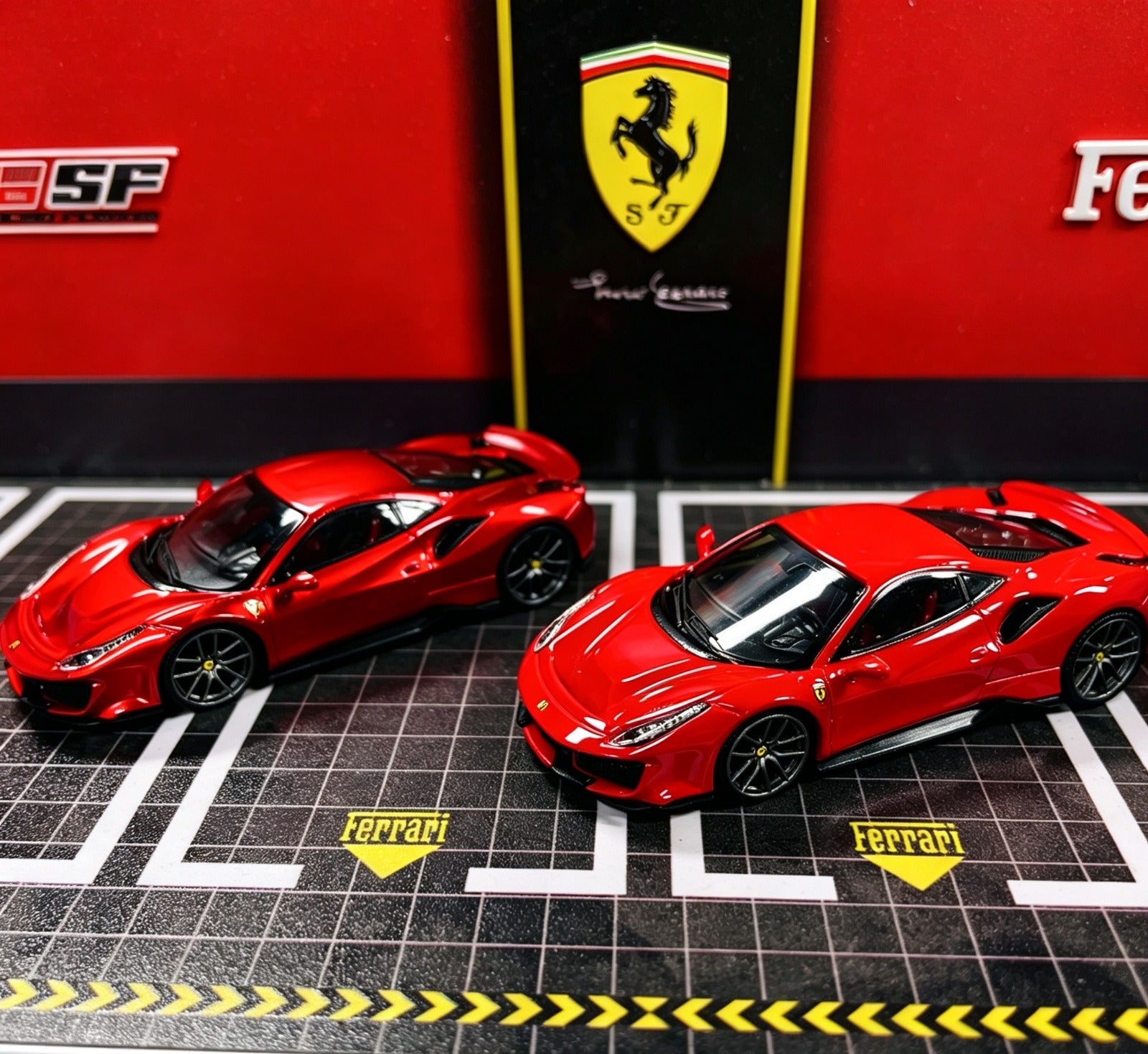 HG Model 1/64 Ferrari Prancing Horse 488 Pista Coupe Version Diecast Model.