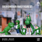 MoreArt 1:64 Green Dinosaur Figure Family Set - Realistic Resin Model