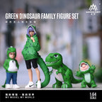 MoreArt 1:64 Green Dinosaur Figure Family Set - Realistic Resin Model