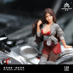 MoreArt 1:64 Silver Falcon Motorcycle Chic Woman Doll Set Resin Model