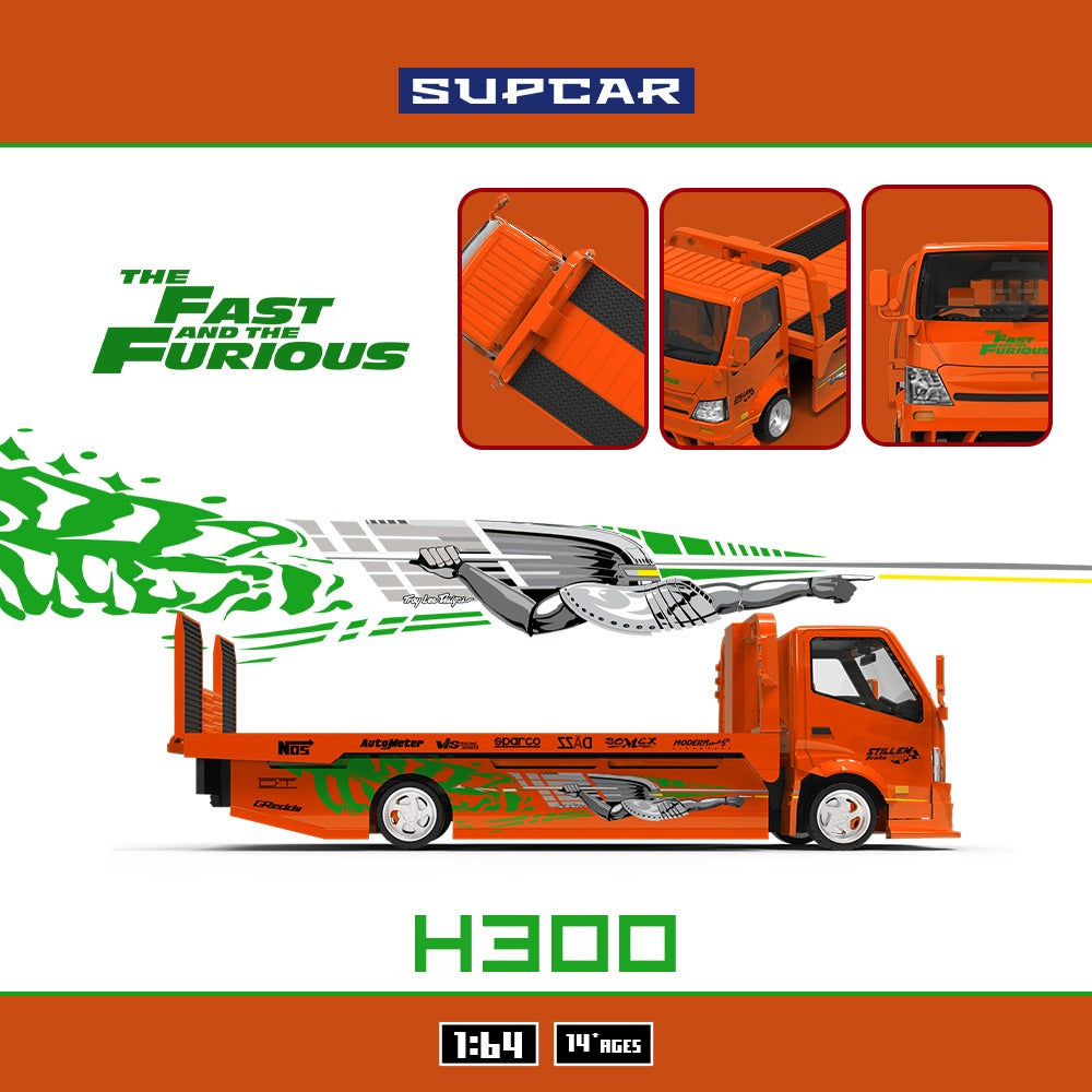 SupCar 1:64 H300 flat transport trailer - Speed and Passion(SC647247)