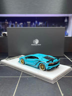 Rotating Wheel RW 1/64 Rowen Aventador S Diecast model Iridescent blue