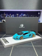 Rotating Wheel RW 1/64 Rowen Aventador S Diecast model Iridescent blue