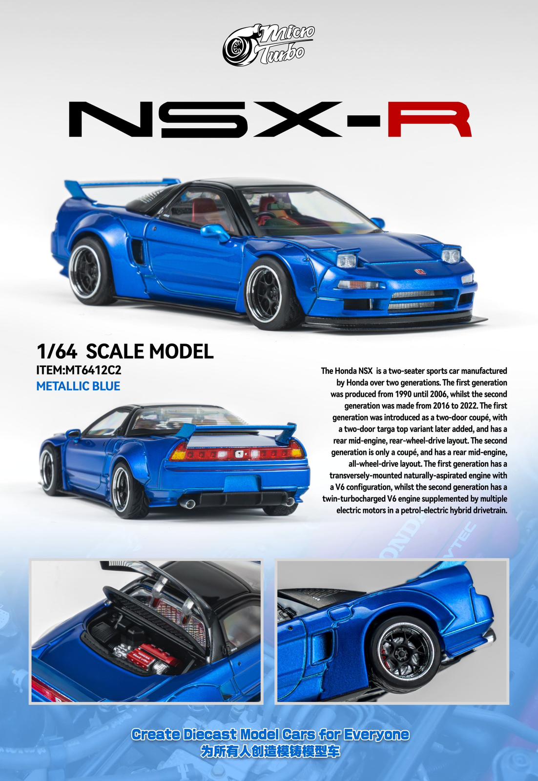 Micro Turbo 1/64 NSX Wide Body METALLIC BLUE