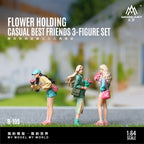 MoreArt 1:64 Handing Flower Casual Best Friends Trio Doll Set Realistic Resin Model