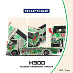 SupCar 1:64 H300 Flat Transport Trailer - Model 77 - White and Green Graffiti Green Dinosaur