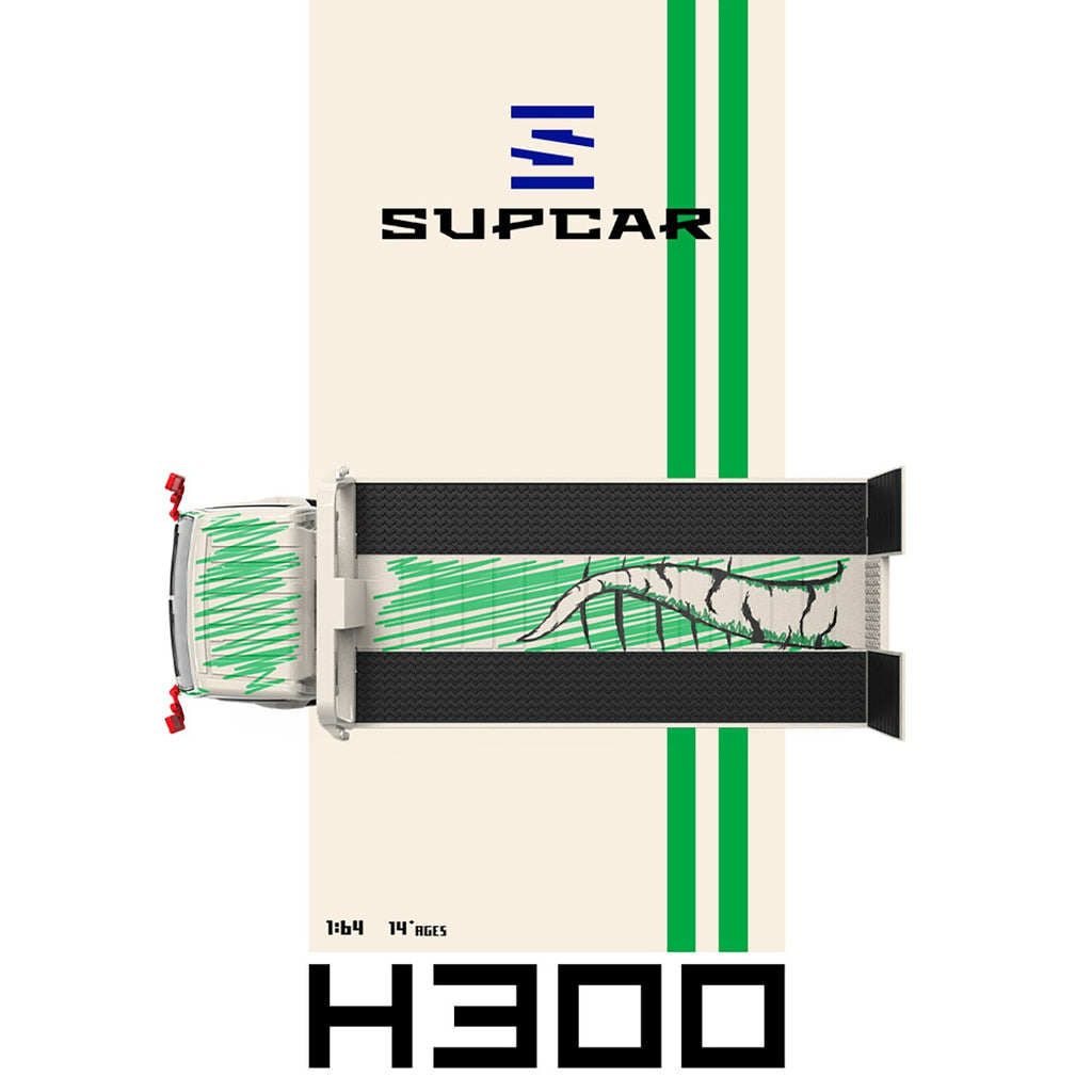 SupCar 1:64 H300 Flat Transport Trailer - Model 77 - White and Green Graffiti Green Dinosaur