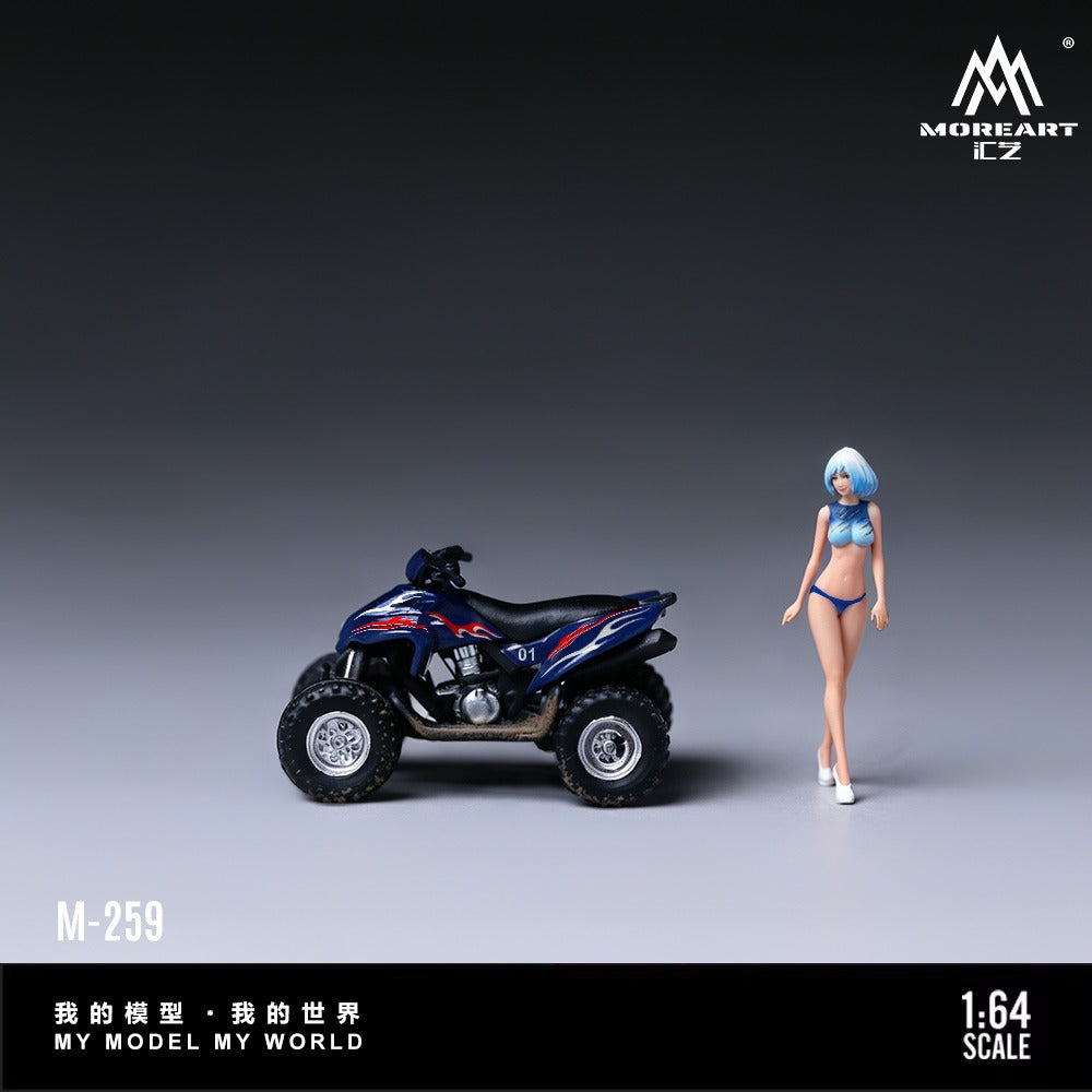 MoreArt 1:64 Blue Bikini Beach Motorcycle Doll Set Resin Model